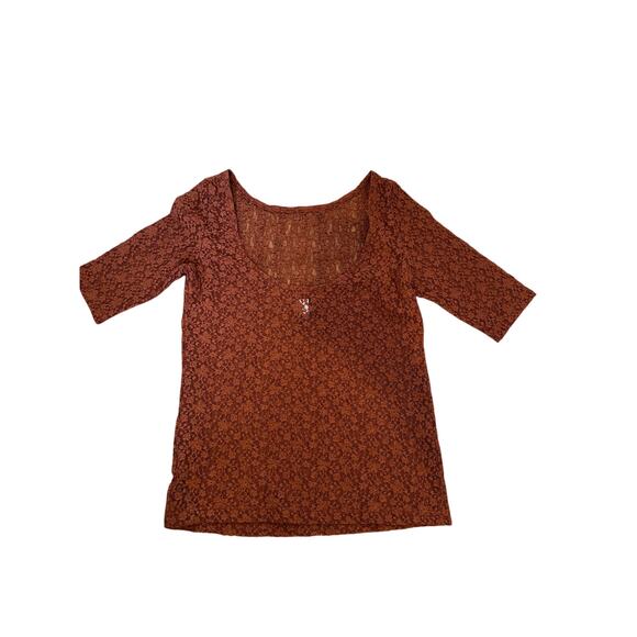 Gap Rust Lace Top - XS, Scoop Back, "Red" Vibes! (Flaws) - Picture 5 of 5
